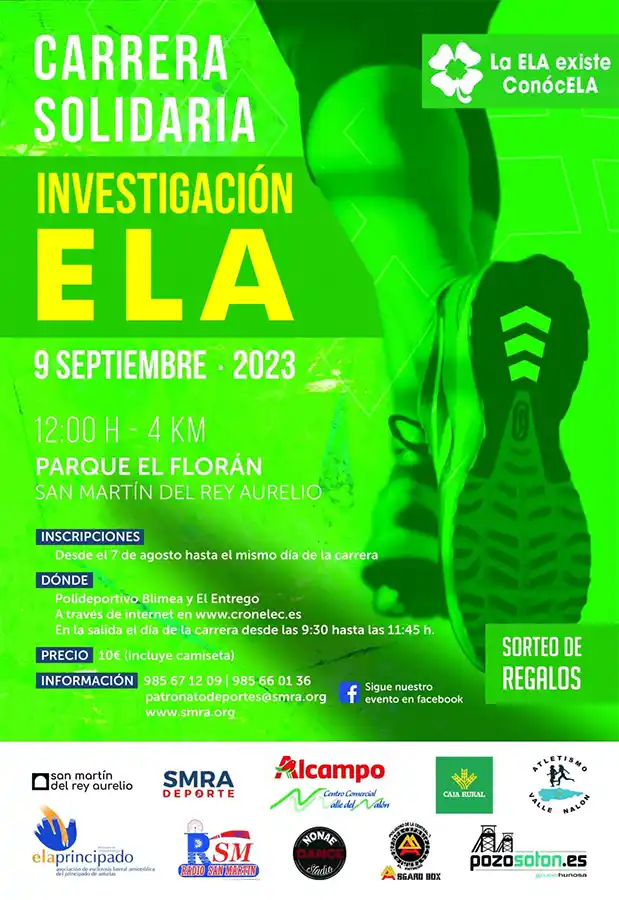 Cartel de la Carrera Solidaria por la Investigación de la ELA en San Martín del Rey Aurelio